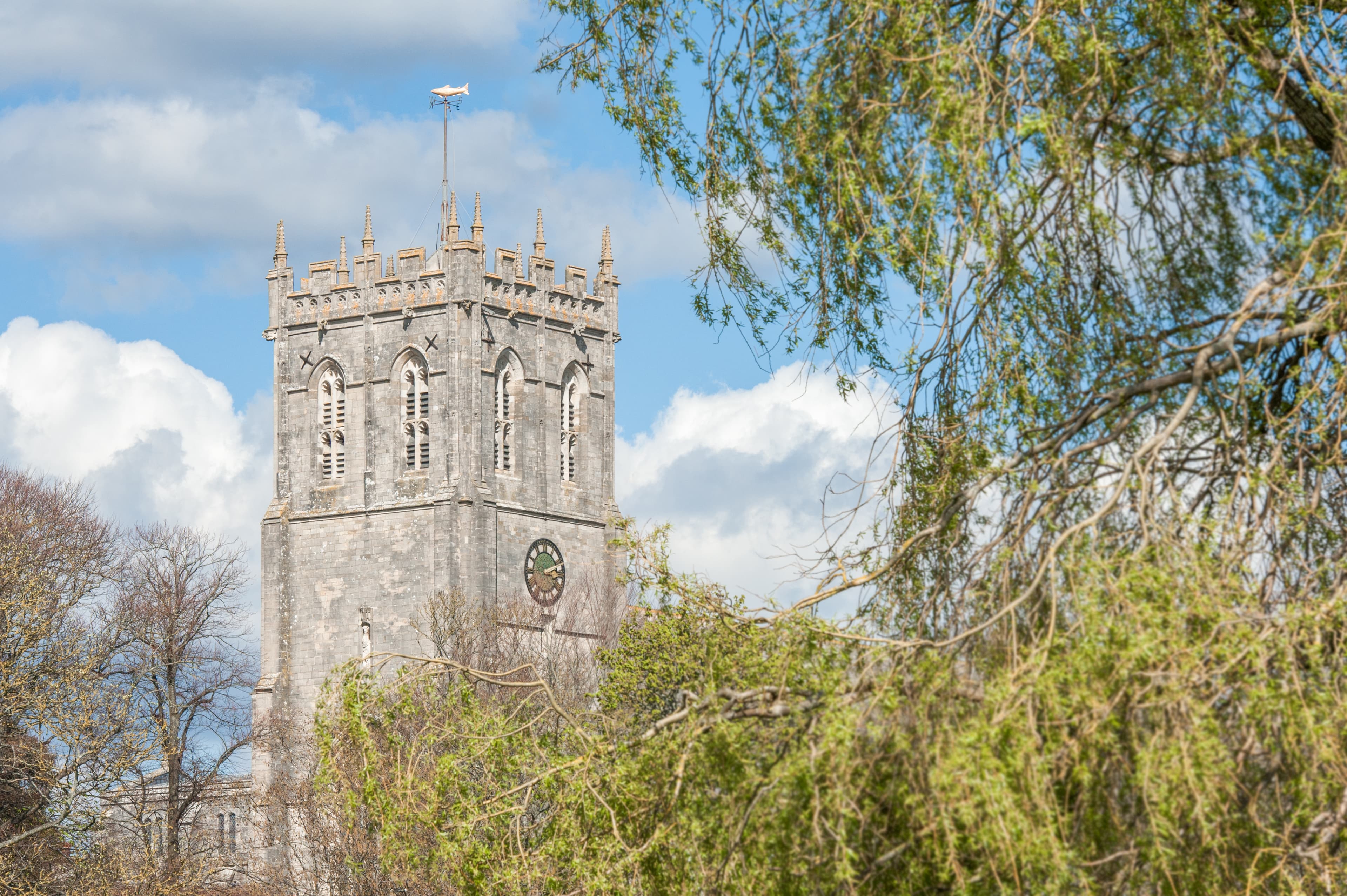 Christchurch Priory overlooking the River Stour in Dorset